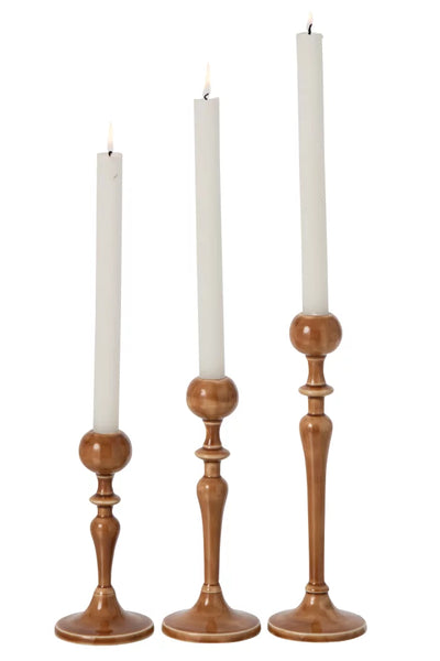 Set Of 3 Candle Holder Aluminium Ocher Yellow