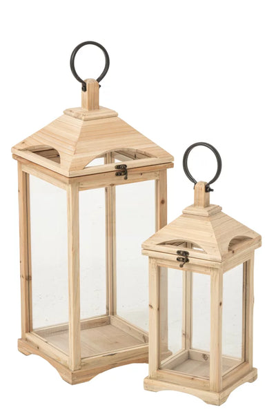 Lantern Chamonix Fir Wood Natural Large