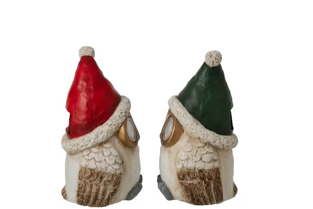 Owl Christmas Hat Magnesium Green/Red Small Assortment Of 2