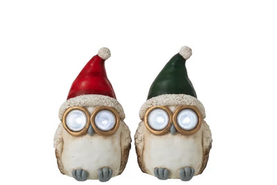 Owl Christmas Hat Magnesium Green/Red Small Assortment Of 2