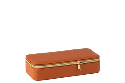 Jewellery Box Rectangle+Mirror Artificial Leather Cognac