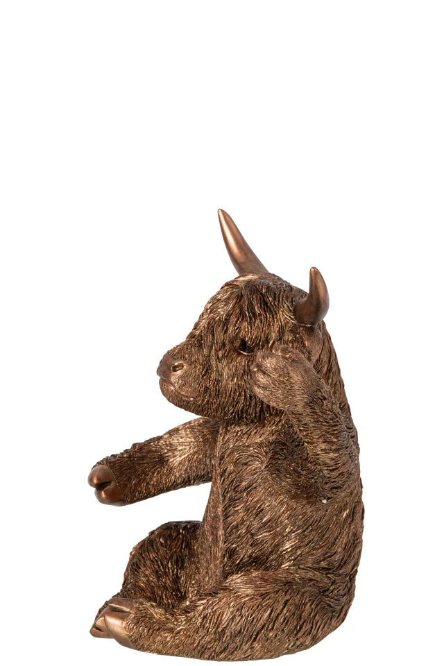 Bull Bottle Of Wine Resin Copper
