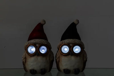 Owl Christmas Hat Magnesium Green/Red Small Assortment Of 2