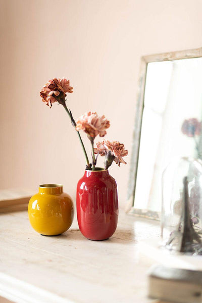 Oval Red Metal Vase 14cm by Pip Studio - Twenty Six