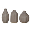 Set of 3 Grooved Vases (Grey) - Twenty Six