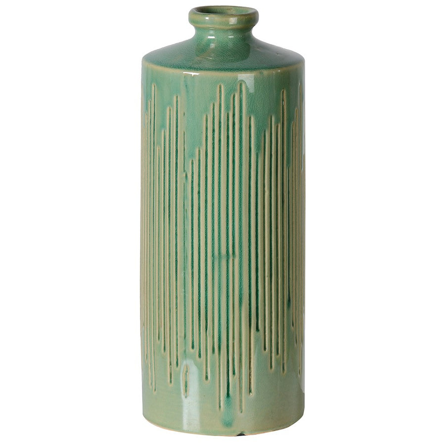 Medium Yellow and Green Bottle Vase