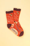 Summer Meadow in Coral Ankle Socks by Powder - Twenty Six