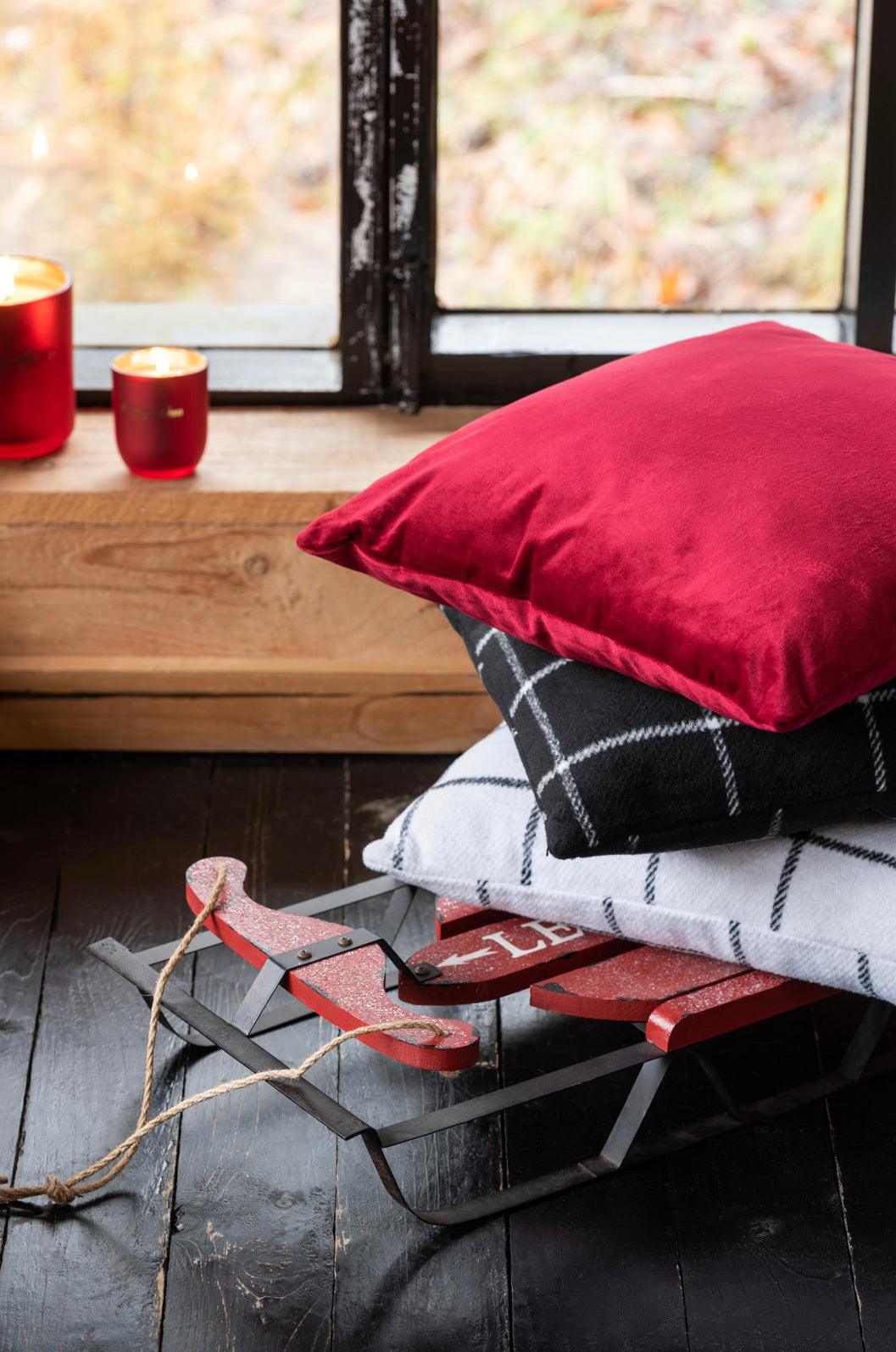 Red Velvet Cushion - Twenty Six