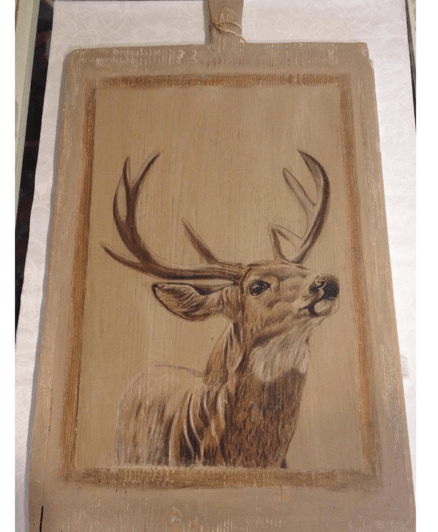 Transfer Image, Hand-Painted Vintage Breadboard - Twenty Six