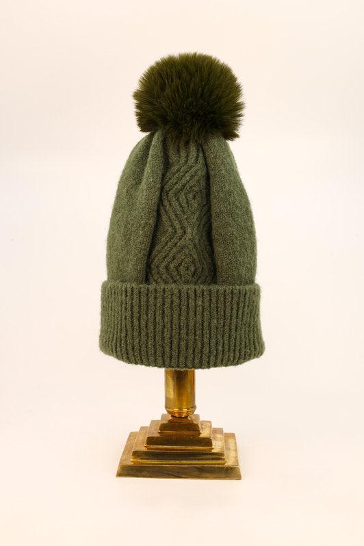 Ingrid Bobble Hat in Olive by Powder - Twenty Six