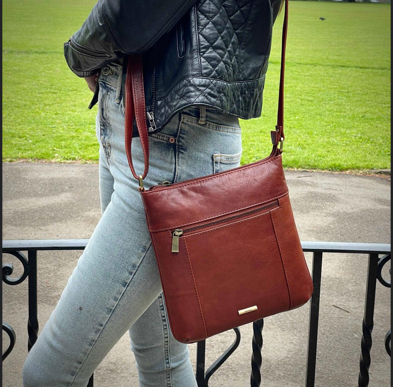 Cognac Goat Leather Handbag - Twenty Six